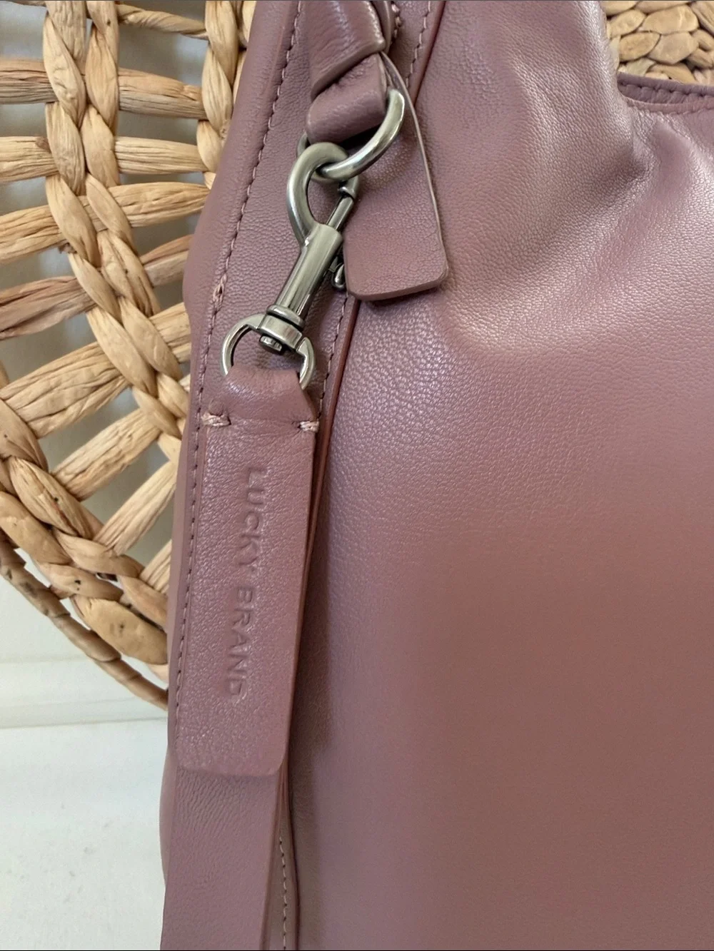 Lucky Brand Gryn Hobo Leather Purse Dusty Rose Mauve